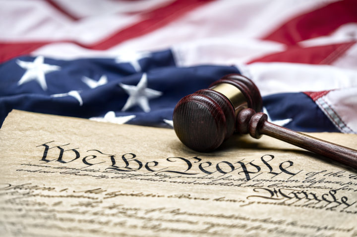 Constitution, American Flag and Gavel